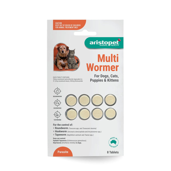 Aristopet Multi Wormer for dogs cats puppies and kittens 8 tablets