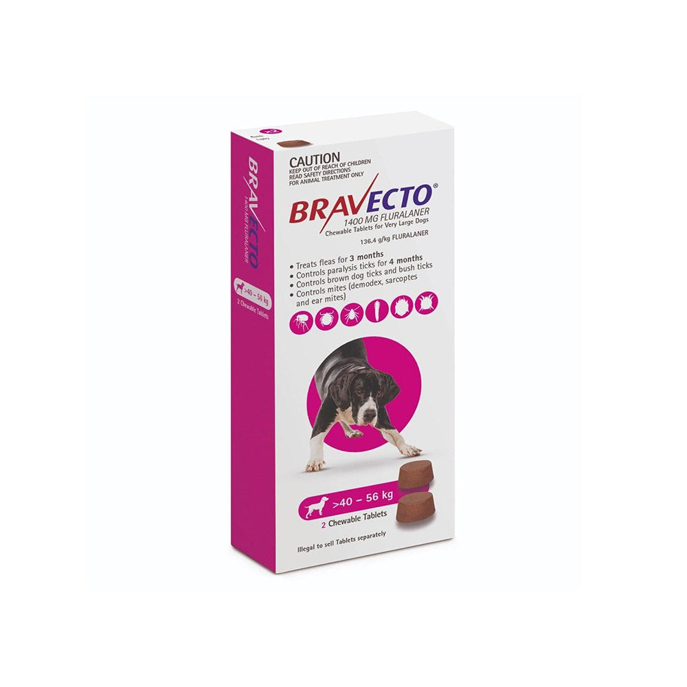 Bravecto Chew for Extra Large Dogs 40-56kg Pink - 2 Chews