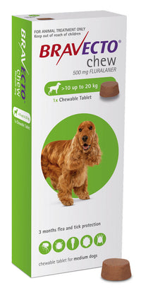 Bravecto Chew for Medium Dogs 10-20kg Green - 1 Chew