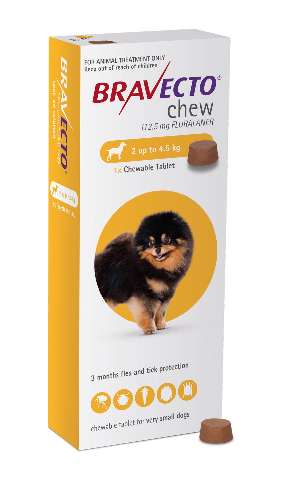Bravecto Chew for Toy Dogs 2-4.5kg Yellow - 1 Chew