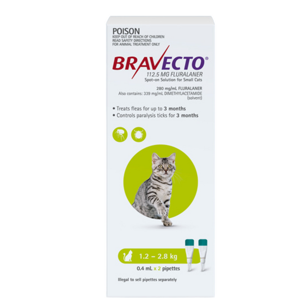 Bravecto Spot-On for small cats 1.2-2.8kg light green