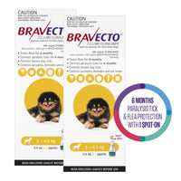 Bravecto Spot-On for X-Small Dogs 2-4.5kg Yellow - 2 Pack