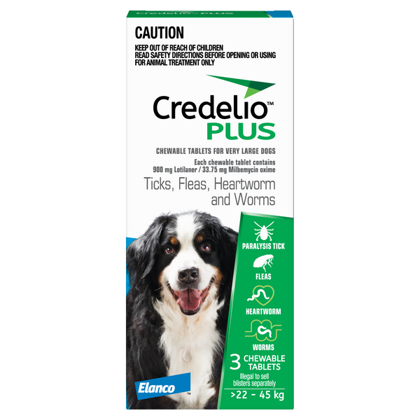 Credelio Plus for Extra Large Dogs 22–45kg Blue – 3 Chews