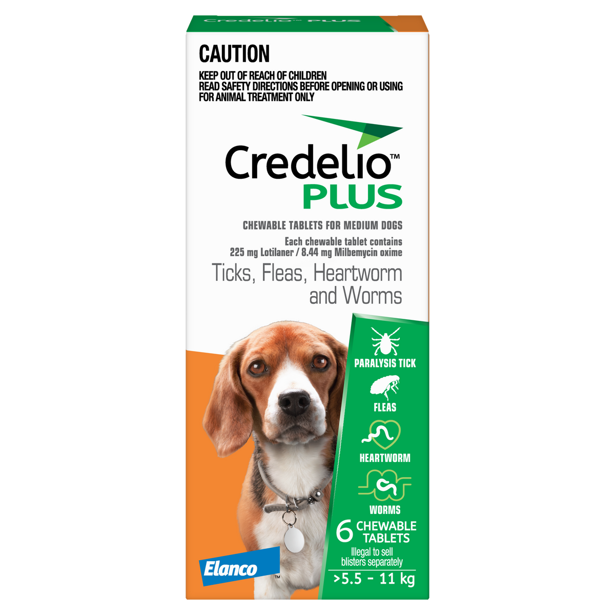 Credelio Plus for Medium Dogs 5.5–11kg Orange