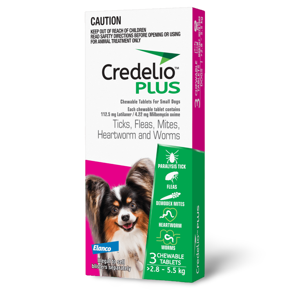 Credelio Plus for Small Dogs 2.8–5.5kg Pink – 3 Chews