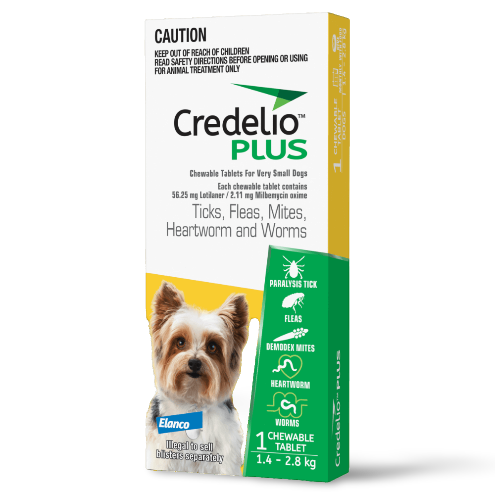 Credelio Plus for Very Small Dogs 1.4–2.8kg Yellow – 1 Chew