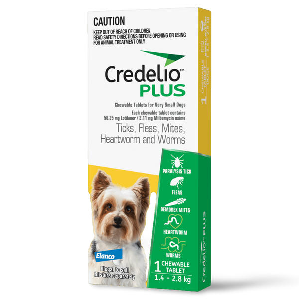 Credelio Plus for Very Small Dogs 1.4–2.8kg Yellow – 1 Chew