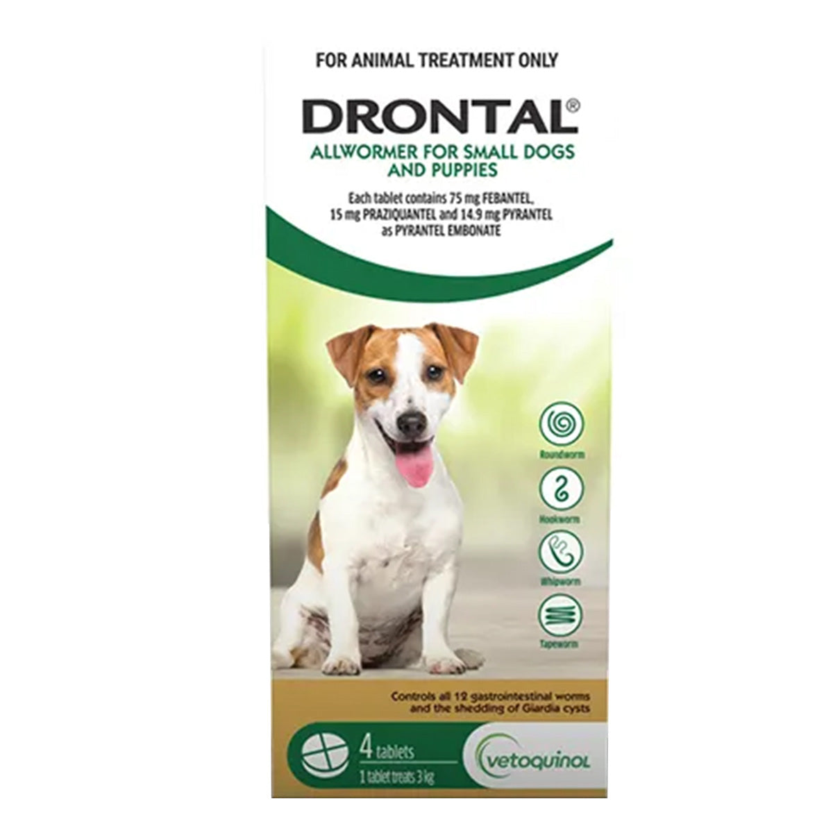 Drontal Allwormer Tablets for Dogs up to 3kg Green