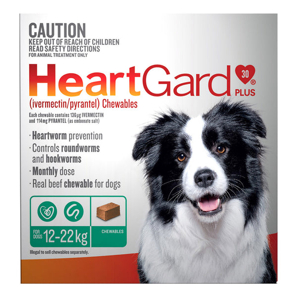 Heartgard Plus Chewables for Medium Dogs 12–22kg Green