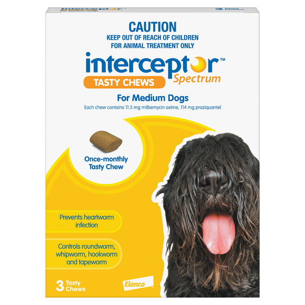 Interceptor Spectrum Tasty Chews for Medium Dogs 11–22kg Yellow