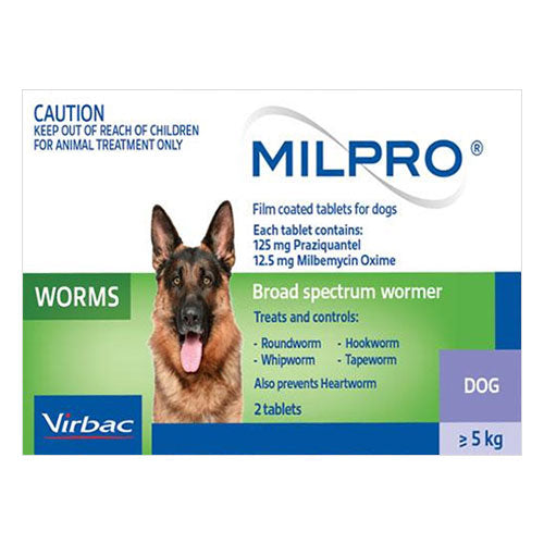 Milpro Allwormer for Dogs 5–25kg – 2 Tablets
