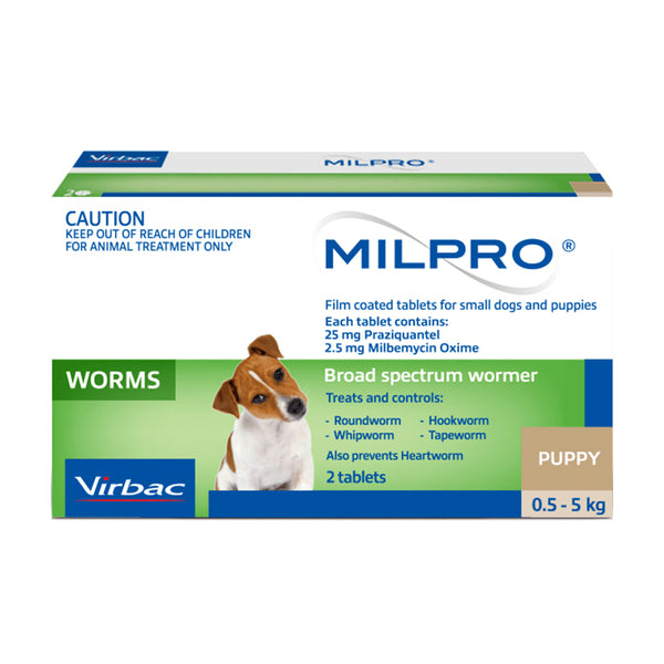 Milpro Allwormer for Small Dogs and Puppies 0.5–5kg – 2 Tablets