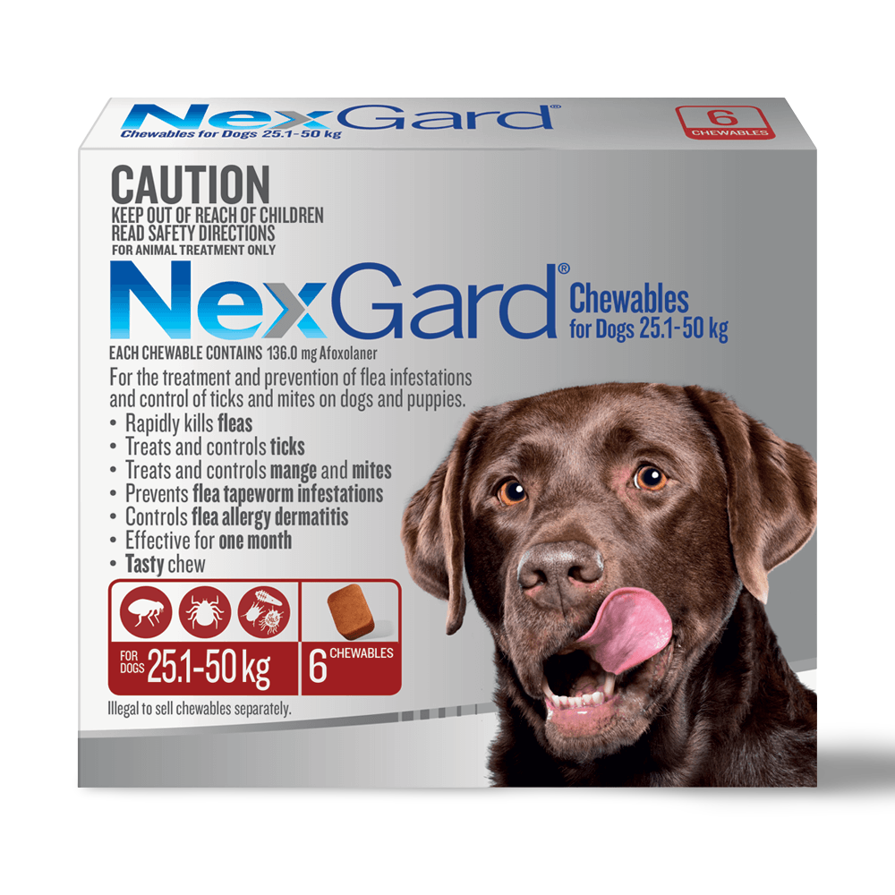 NexGard Chewables for Large Dogs 25.1–50kg Red