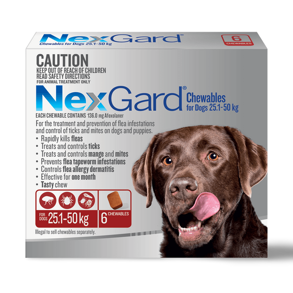 NexGard Chewables for Large Dogs 25.1–50kg Red