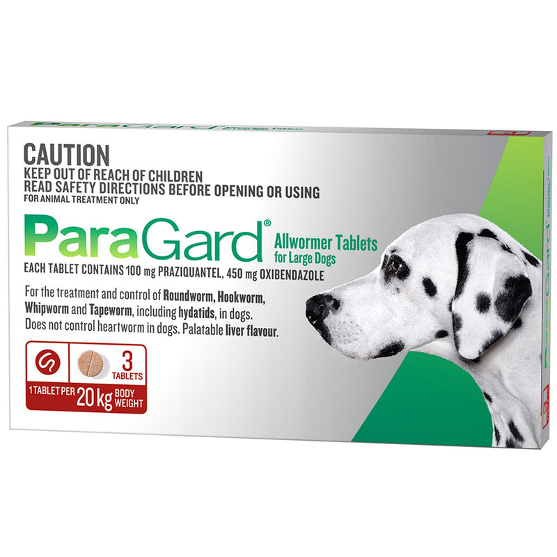 ParaGard Allwormer for Large Dogs 20kg – 3 Tablets