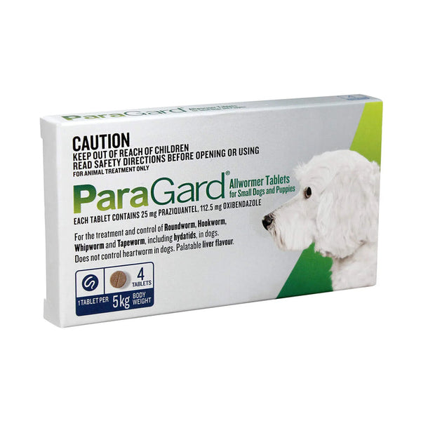 ParaGard Allwormer for Small Dogs and Puppies 5kg – 4 Tablets
