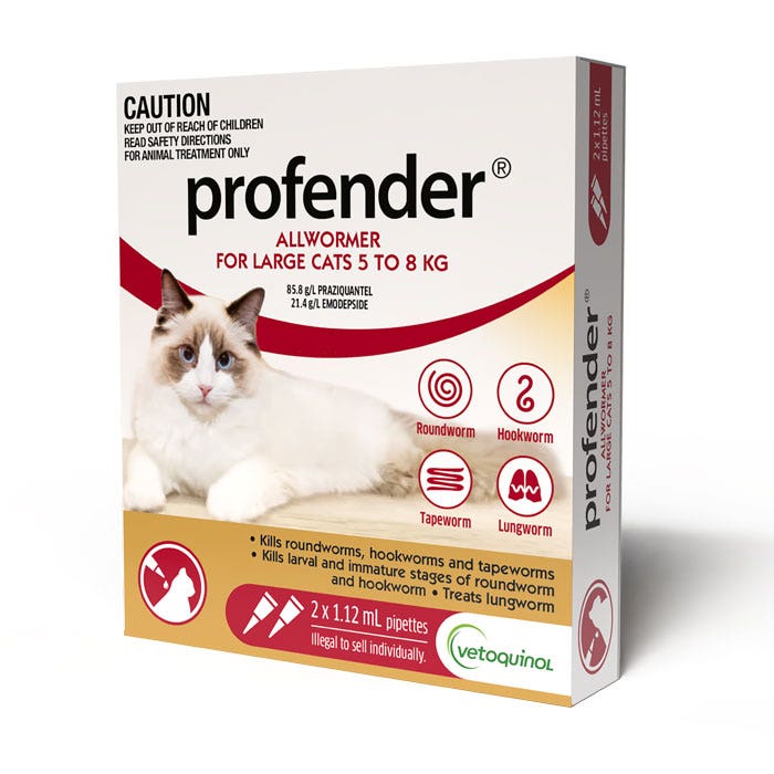 Profender Allwormer for large cats 5-8kg red