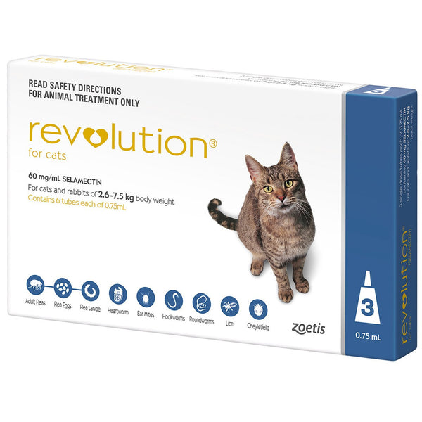 Revolution Selamectin for cats 2.5-7.5kg blue