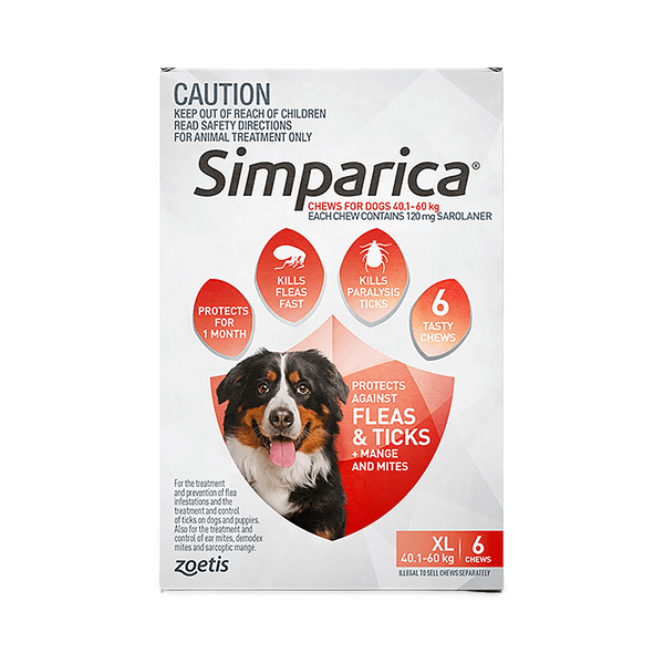 Simparica 120mg for Extra Large Dogs 40.1–60kg Red
