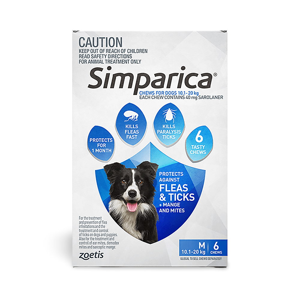 Simparica 40mg for Medium Dogs 10.1–20kg Blue