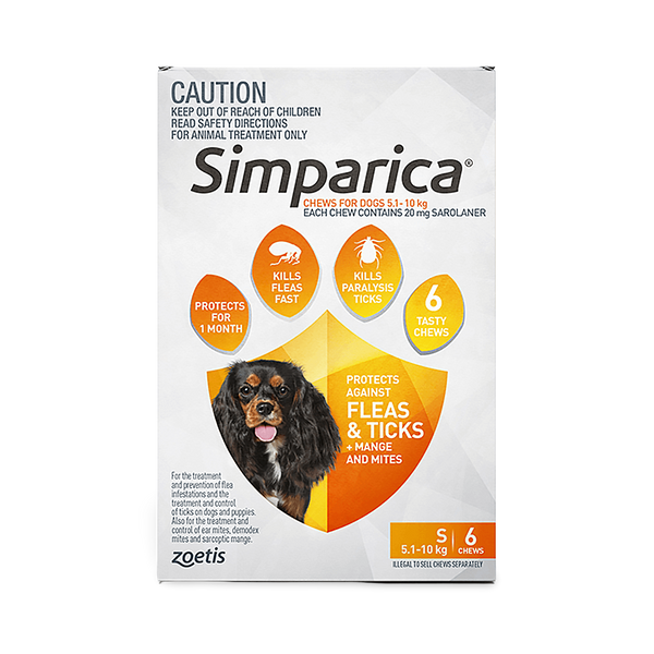 Simparica 20mg for Small Dogs 5.1–10kg Orange