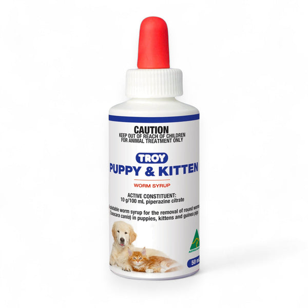 Troy Puppy and Kitten Worming Syrup 50mL